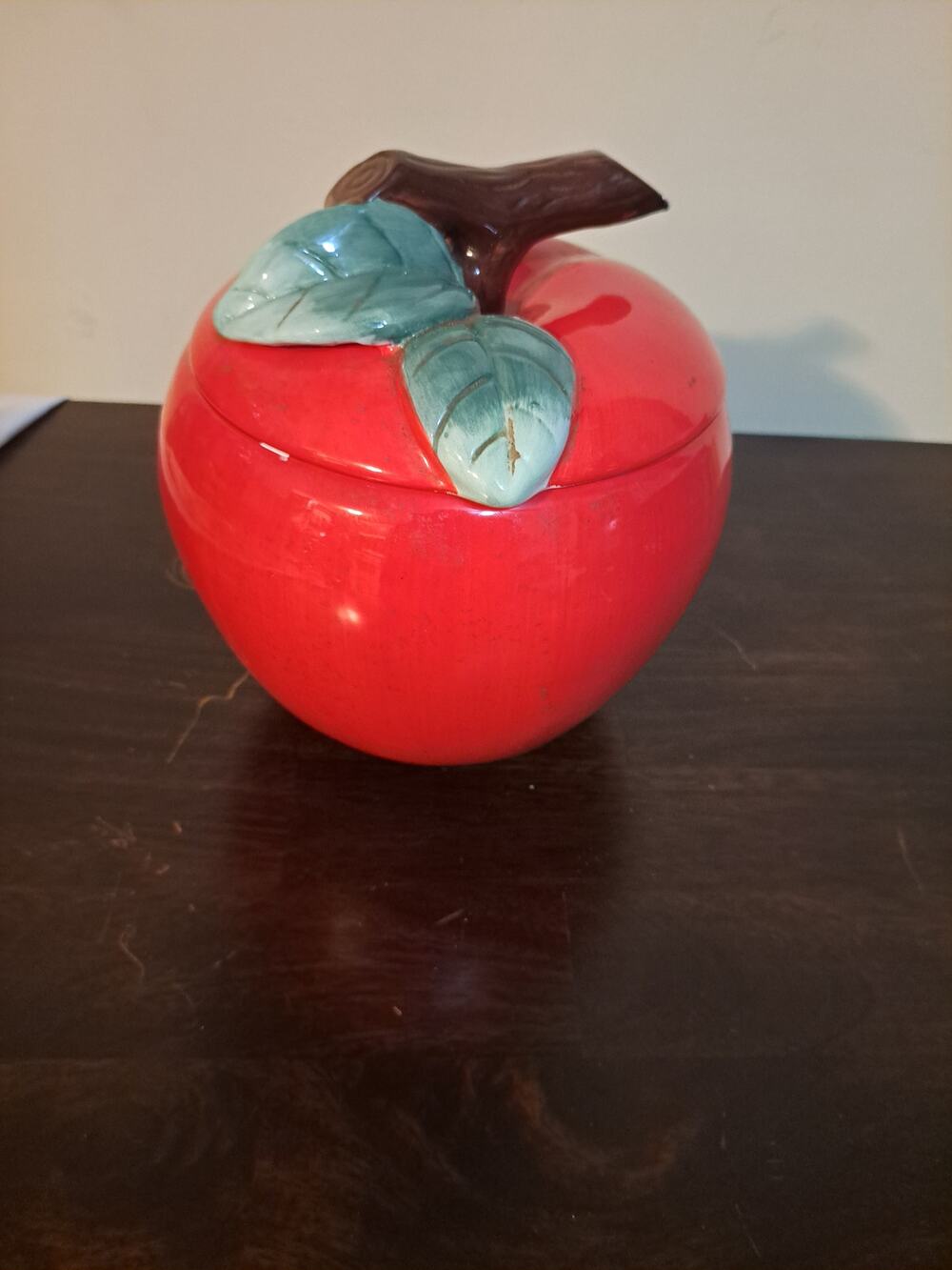 Vintage Apple Cookie Jar by Alco Industries - 9” Tall Ceramic Canister